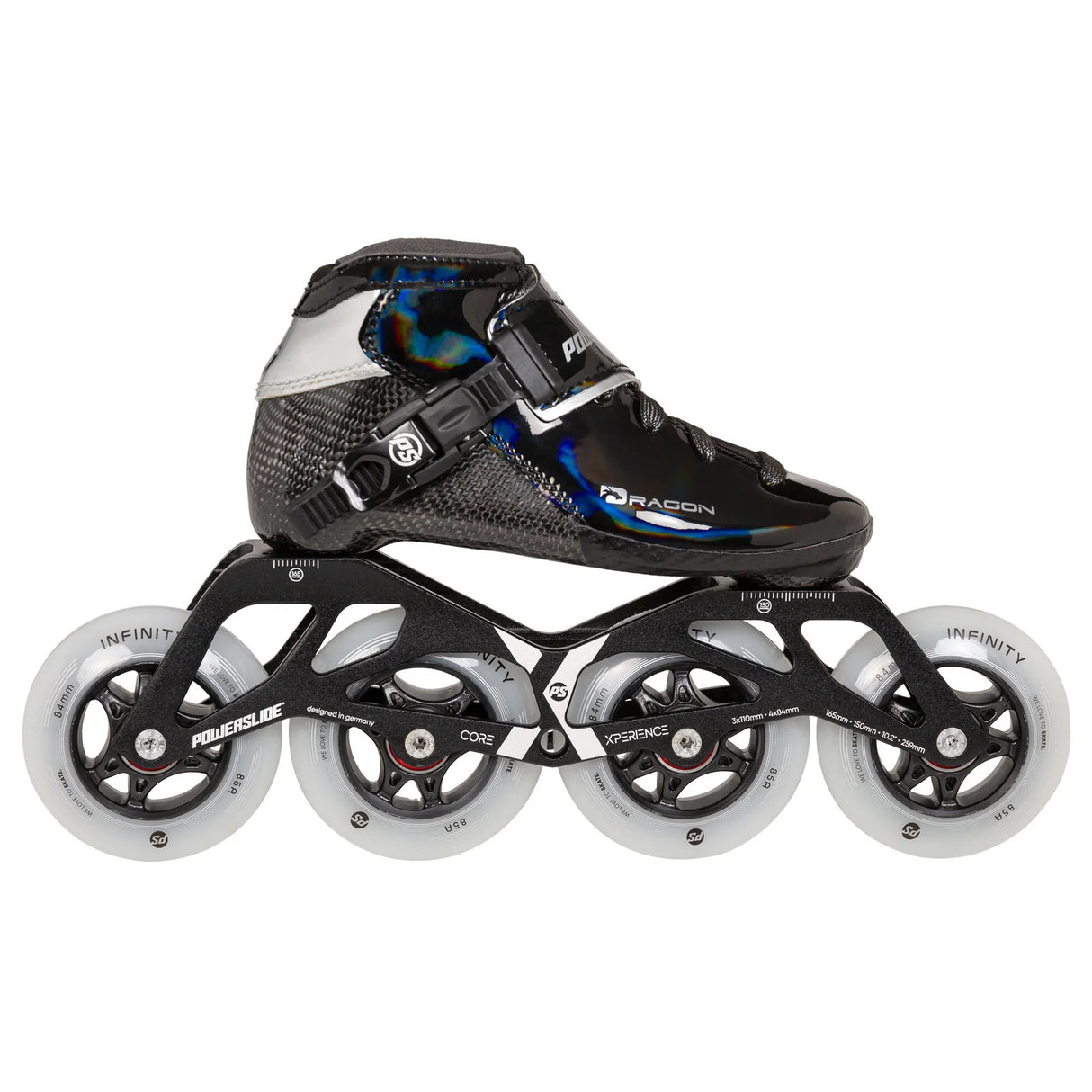 POWERSLIDE Dragon 84 inline speedskate med 84mm hjul, lett karbon- og glassfibersko og Core Experience-ramme for fart og stabilitet