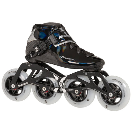 Nærbilde av POWERSLIDE Dragon 84 speedskate, som viser den ergonomiske passformen, justerbar spenne og racing-inspirert design
