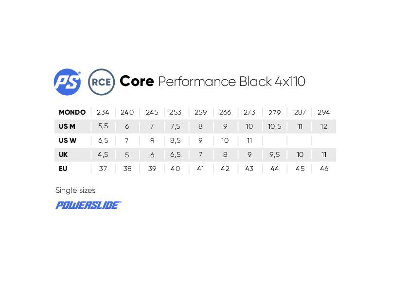 Powerslide Core Performance Black 4x110 Rulleskøyte med 2-punkts montering